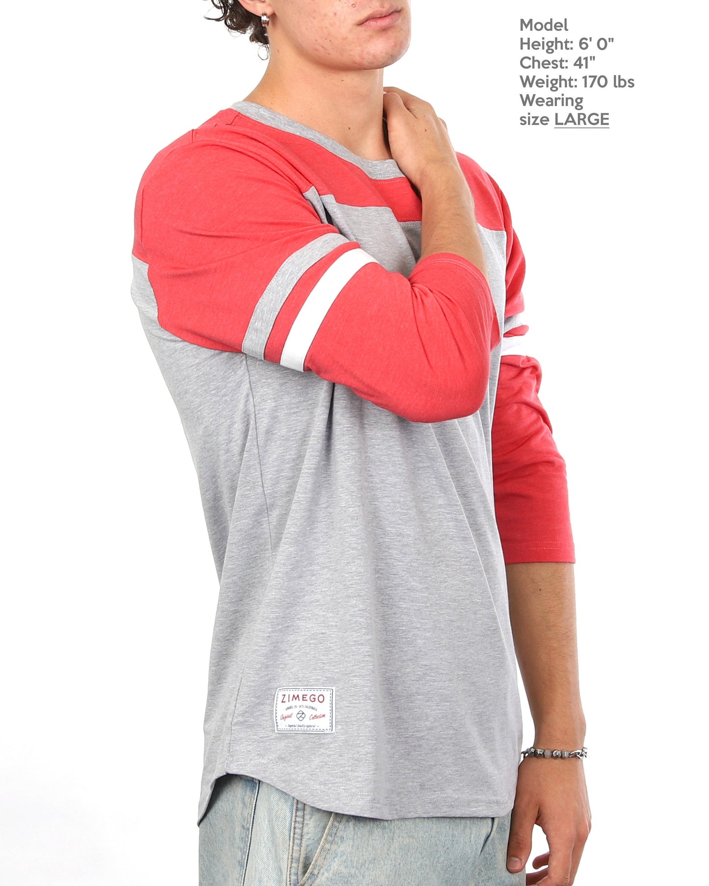 Contrast 3/4 Sleeve Stretch Casual Baseball Crew Neck T-Shirts-2